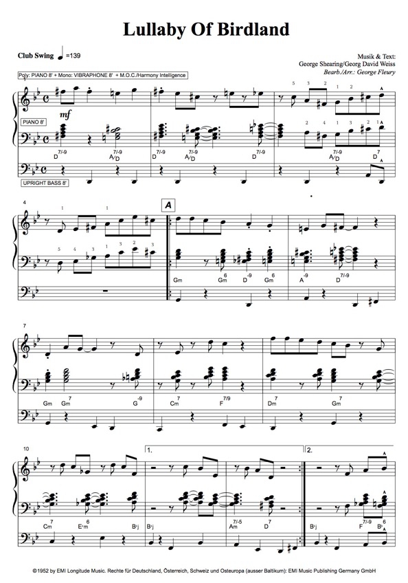 Bild 1 von Lullaby Of Birdland (George Gershwin)  -  OKEY-Songware Nr. 100
