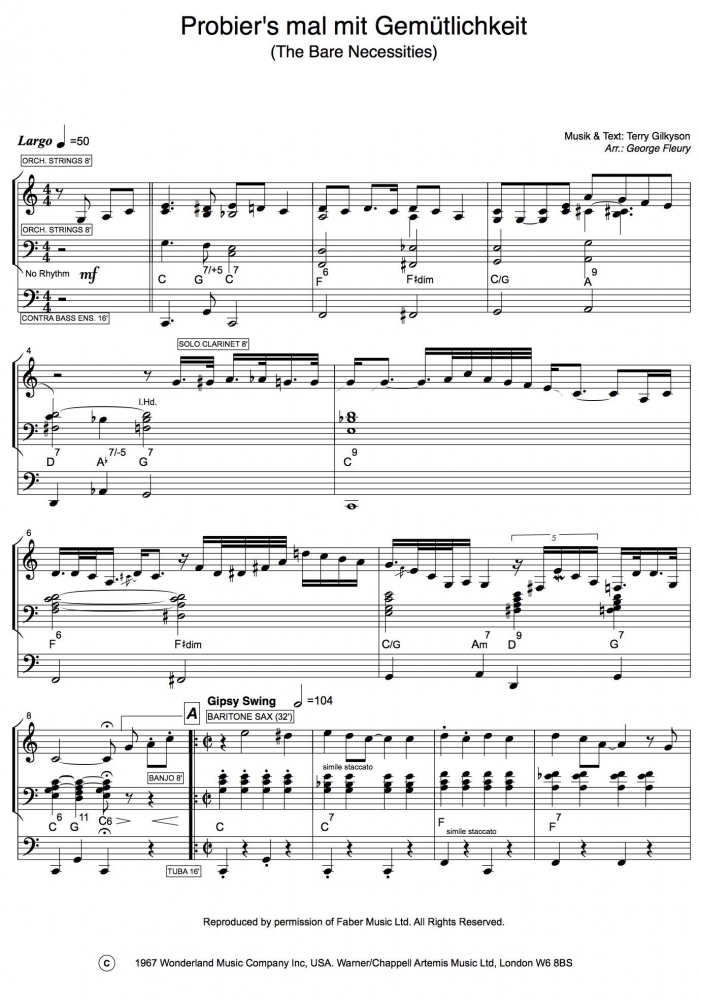probier s mal mit gemutlichkeit terry gilkyson aus dschungelbuch okey songware nr 075 songformat midi files gfp george fleury productions
